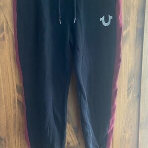 Black Joggers with Burgundy Trim